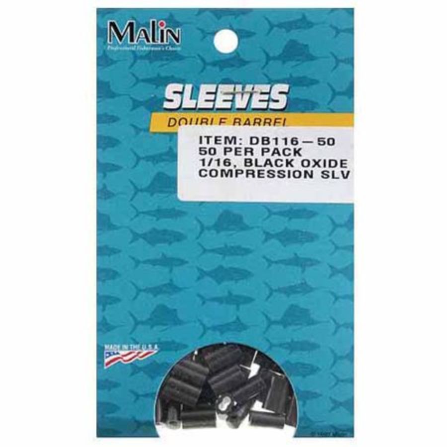 Malin Sleeves Double Barrel Black Fishing Crimping 3/32 50 Pack