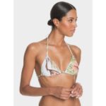 Roxy Printed Beach Classics Tiki Triangle Bikini Top Bright White Herbier Side