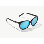 Bajio Cauarina Sunglasses Black Gloss Blue Poly Front Side