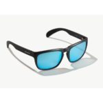 Bajio Swash Sunglasses Black Matte Blue Glass Front Side
