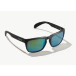 Bajio Swash Sunglasses Black Matte Green Glass Front Side